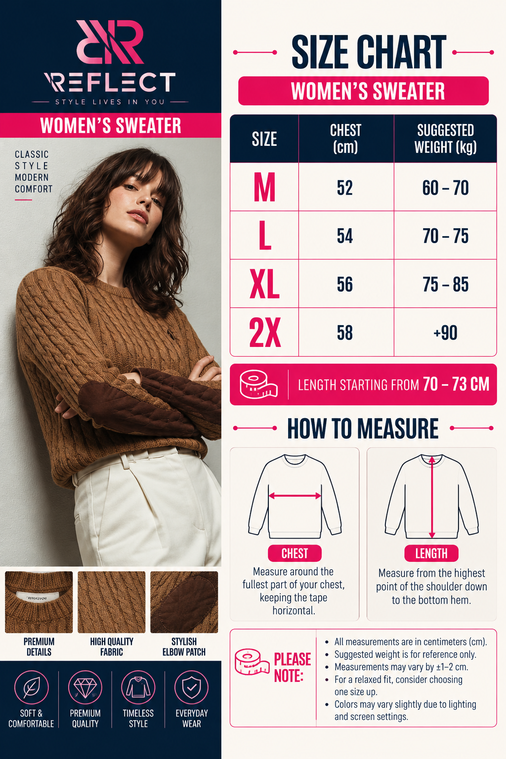 Women's Cable Knit Crewneck Sweater