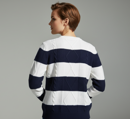 US Polo Striped Cable Knit Crewneck