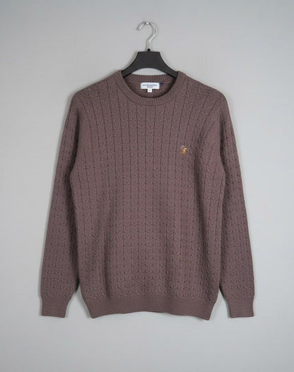 Cafe women's cable knit crewneck sweater – front view