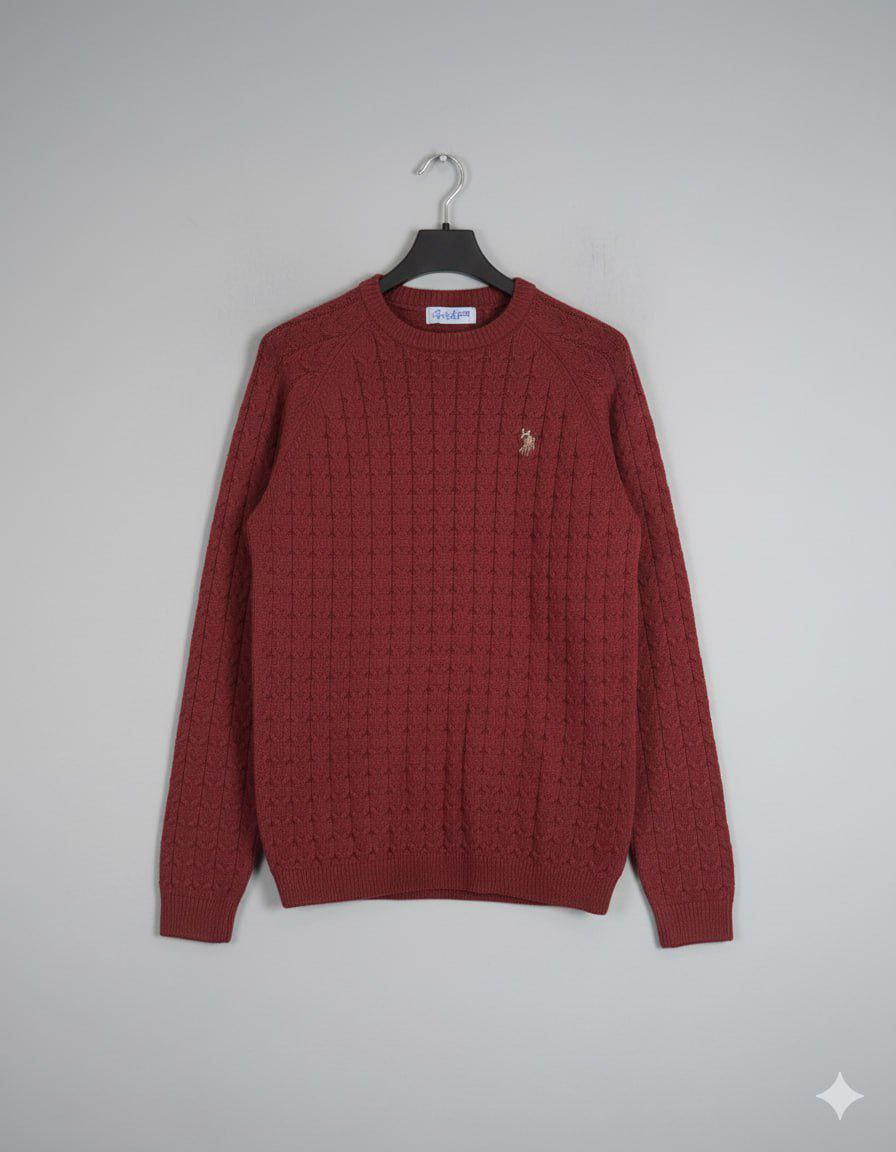 Brick women's cable knit crewneck sweater – front view
