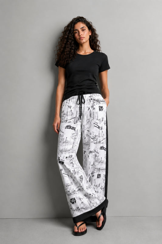 DKNY Printed Drawstring wide leg pants