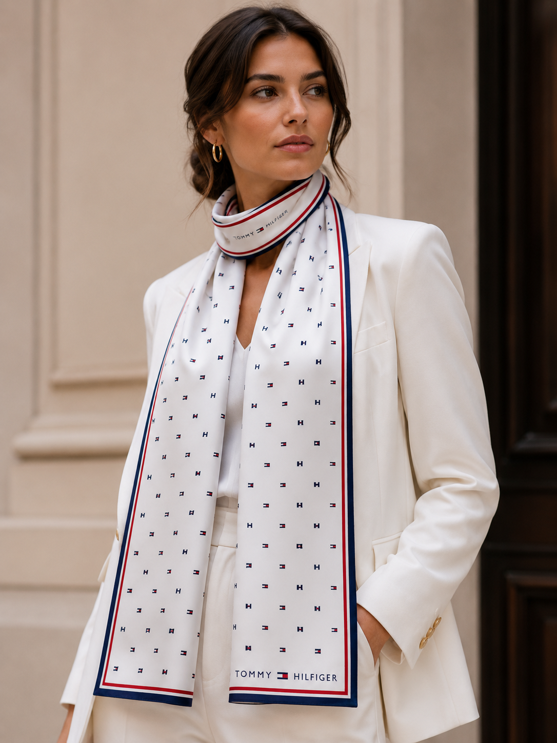 Tommy printed chiffon scarf