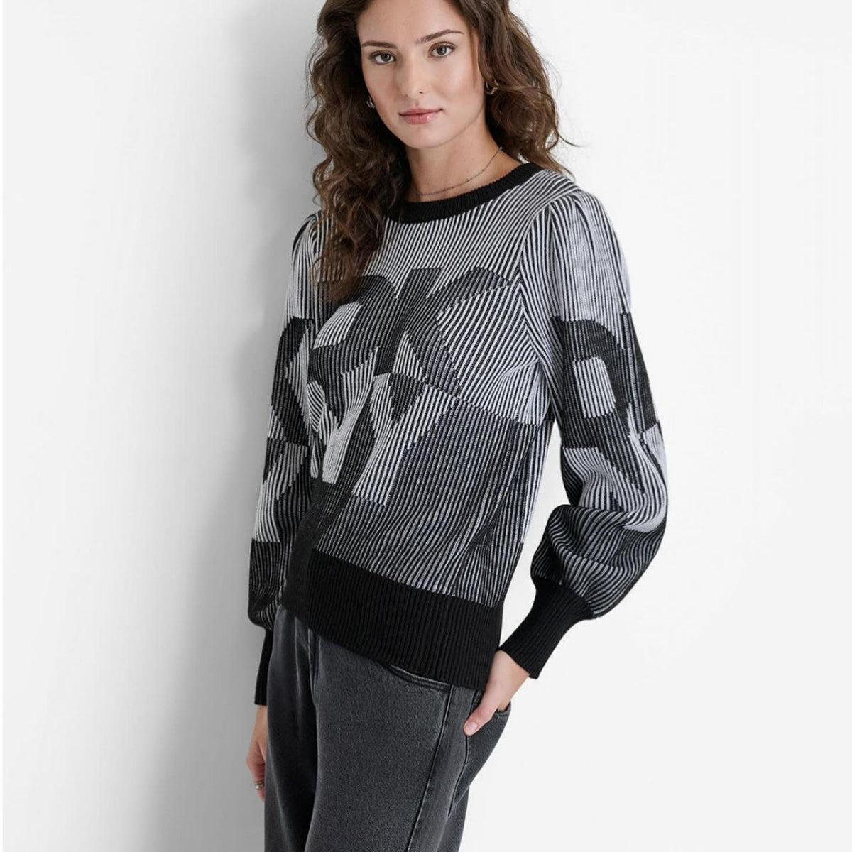 DKNY Black & White Knit