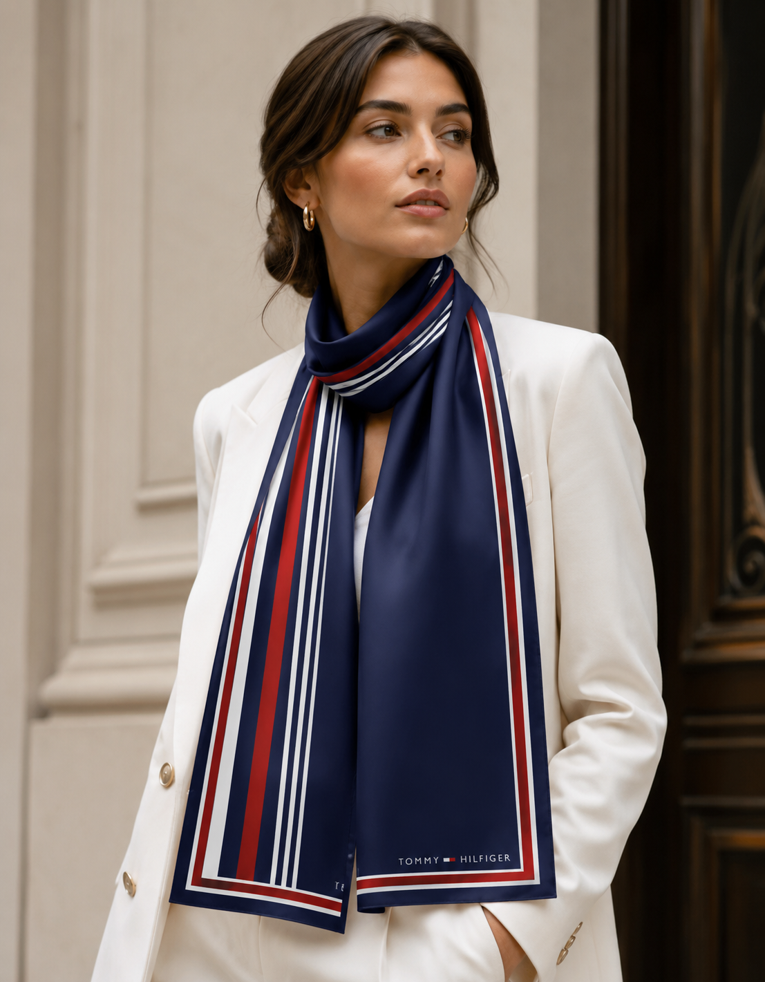 Tommy printed chiffon scarf