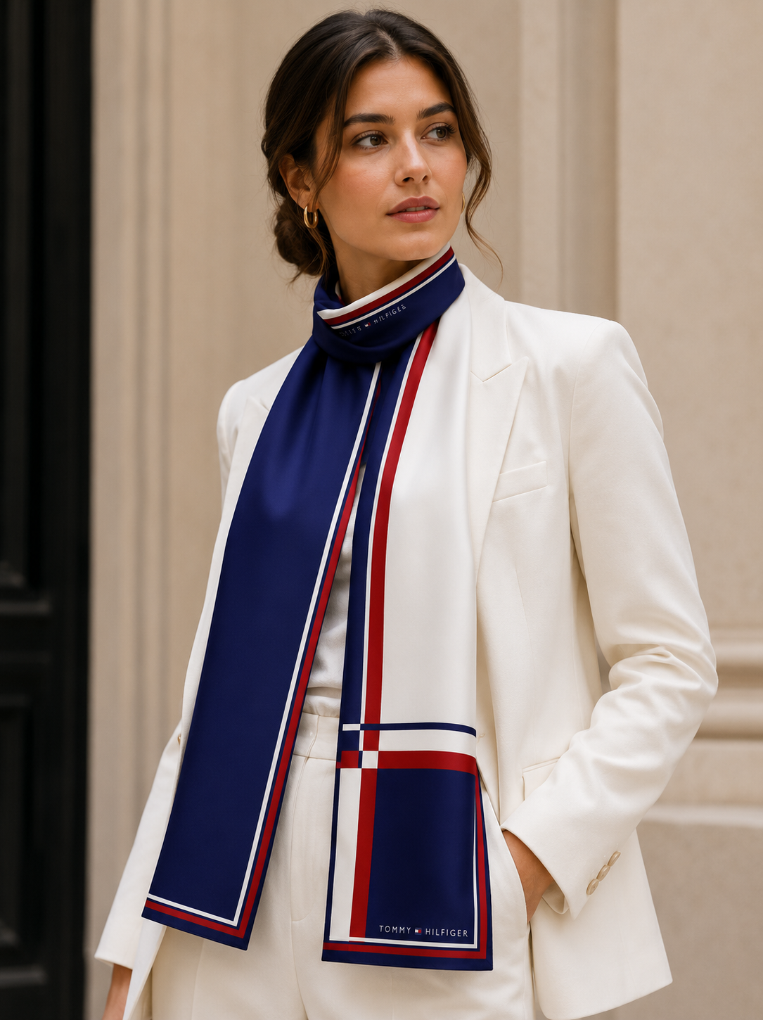 Tommy printed chiffon scarf