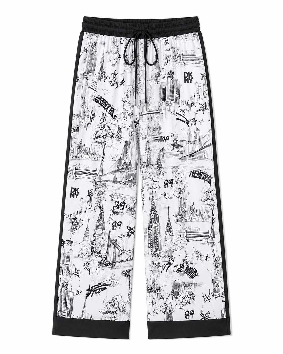 DKNY Printed Drawstring wide leg pants