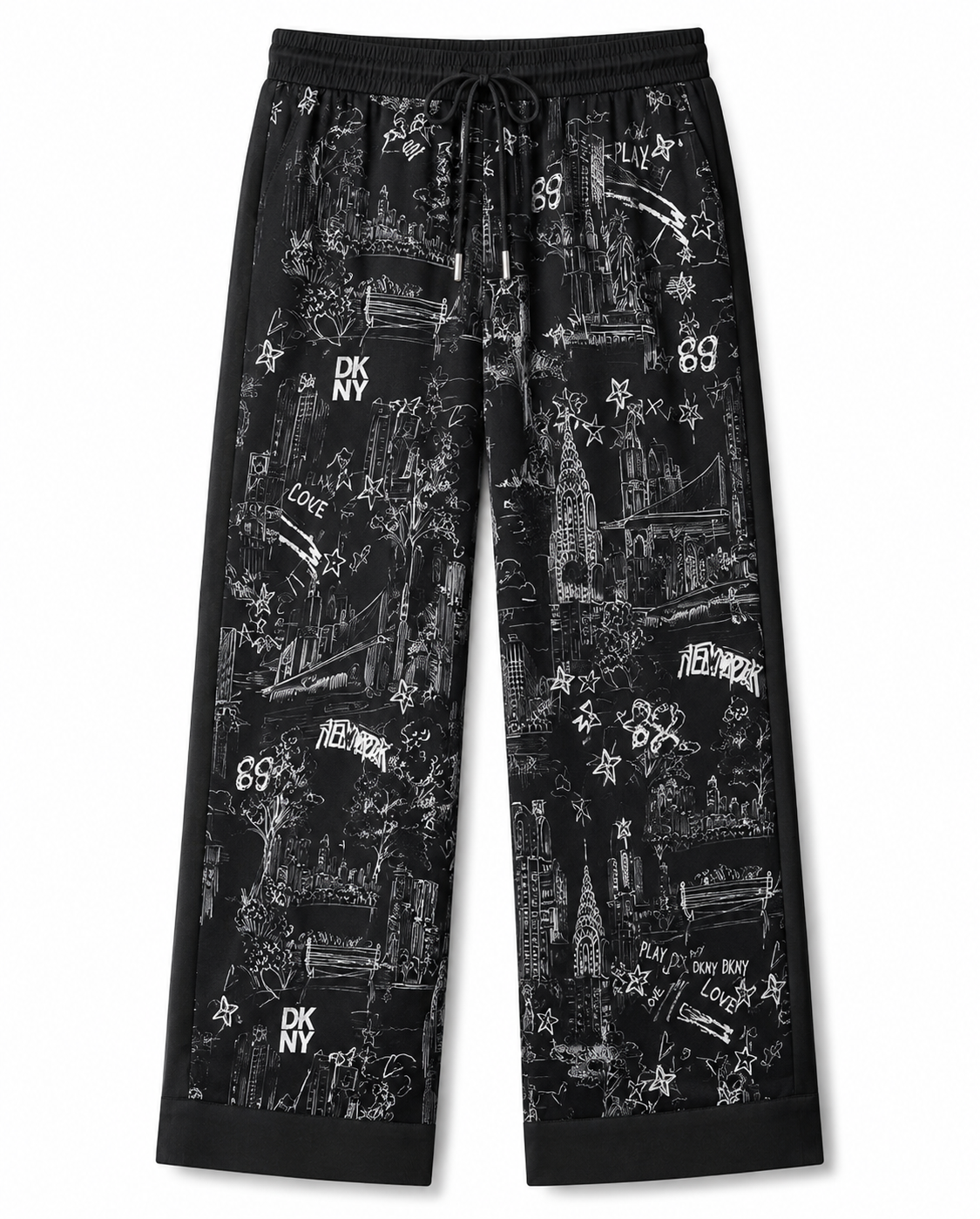 DKNY Printed Drawstring wide leg pants