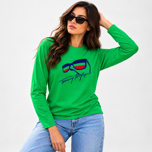 TOMMY Women's Long-Sleeve Printed T-Shirt